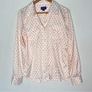Pendleton Satin Peach Polkadot Button Up Shirt Size 6 Classic Timeless * B57